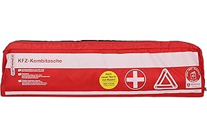 Cartrend 7730044 Trousse de premiers secours avec bande Velcro, rouge, DIN 13164, avec les mesures d'urgence de premiers secours selon Malteser