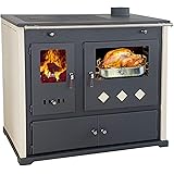 EEK A+ Kaminofen Mit Backfach & Herdplatte - 7 KW Holzofen Für Gemütliche Wärme