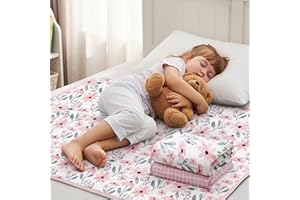 ‎YOOFOSS Yoofoss 2er Pack Bettunterlage wasserdicht 75x90 cm Matratzenschoner wasserdichte Inkontinenzunterlage waschbar Atmungsaktiv für Baby Kinder Bett - Rosa Blumen