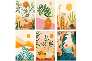 YALKIN Paint by Numbers for Adults and Beginner, Painting by Number Kits On Canvas,Without Frame DIY Color Oil Painting Acrylic Paints,Home Wall Decor 6 Pack 8x12 in