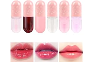 AOOWU Lip Oil, 6PCS Lip Gloss para Labios Más Suaves y Duraderos, Lip Glow Oil para Voluminizador Labios Aumentar, Brillo de Labios Voluminizador para Brillante Hidratante（A+B）