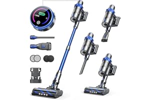 INTETURE Aspiradora Sin Cable Potente 450W/40Kpa/55 Mins Batería, Aspirador Sin Cable de Modo Automático,Pantalla Táctil, Cepillo Antienredo aspiradora para Mascotas,Suelos de Madera,Alfombras,Coche