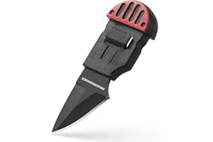 DRACHENADER mały nóż outdoorowy mini scyzoryk z pokrywą stałe ostrze ze stali nierdzewnej, czerwony i czarny