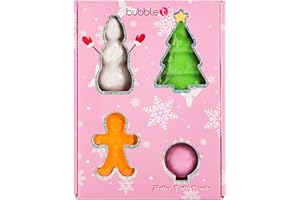 Bubble T Cosmetics 4 x Festive Shaped Bath Bombs, Bath Fizzers, Bubble Bath, Nourshing and Calming for a Relaxing Bath, Gift Collection