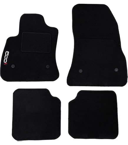Tappetini Auto Fiat 500 Dal 2015 - Con Logo Ricamato E Pin Di Sicurezza, Made In Italy