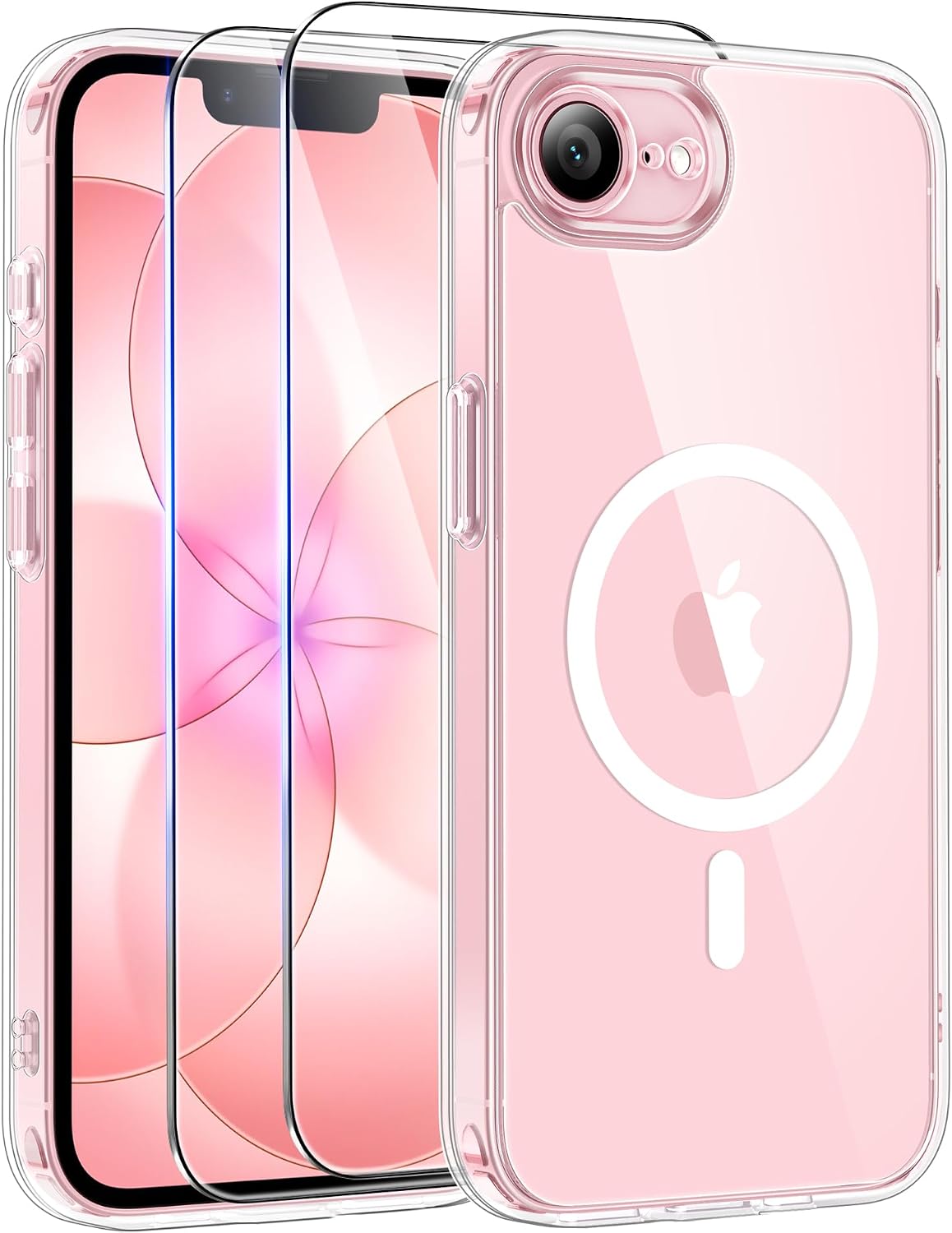 Qasyfanc Magnetic for iPhone 17e Case iPhone 16e Case with 2 Tempered Glass Screen Protector, Compatible with MagSafe, Full Camera Protection, [Anti-Yellowing] Shockproof Protection Phone Case, Clear