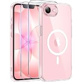 Qasyfanc Magnetic Case for iPhone 17e/iPhone 16e, Transparent | Compatible with MagSafe, 2 Screen Protector, Camera Protectio