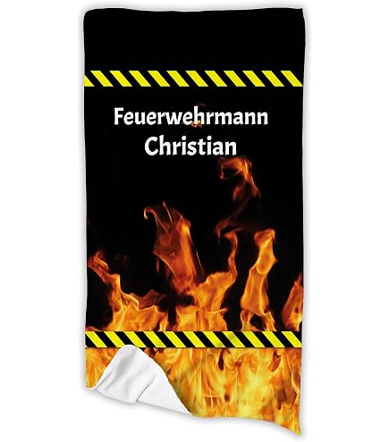 Feuerwehr Handtuch 50x100 Cm – Personalisierbar Mit Namen, 100% Baumwolle, Rot