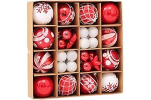 testyu 42 Piezas Bolas de Navidad, Christmas Gifts Bolas de Navidad, DecoracióN para Colgar en Fiestas de Temporada, Bodas, Colgantes Decorativos (Rojo)