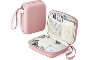 Linpr Universal Kabeltasche, Tragbare Elektronik Zubehör Tasche, Kleine ReiseKabelorganizer für Elektronik Zubehör, MacBook-Netzadapter, Ladekabel, USB-Stick, Powerbank (Rosa, L)