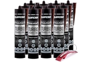 Quiadsa Fija Plus Turbo Polimero 290ml + Llavero Bricolemar de Regalo (12 x 290ml - Marrón)