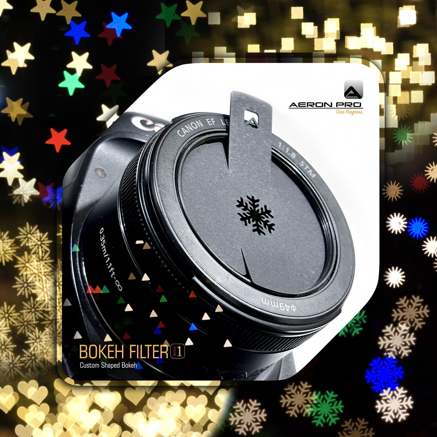 AeronPro Bokeh Filter 67mm, 10N Bokeh Shapes Set, Black Paper, Prime Lenses Only