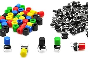Gikfun 6x6x9mm Tact Tactile Push Button Momentary Micro Switch with Cap for Arduino (Pack of 50PCS) EK1852