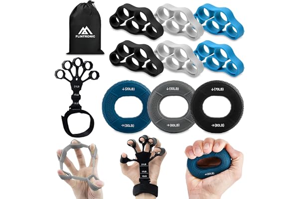 Flintronic Styrketränare, fingertränare, handtränare, fingertränare, handtränarset, tre motståndsnivåer, för klättring, gitar