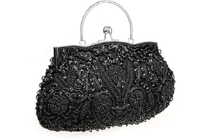 HONGCI Glitter Fashion Beaded Sequin Pearl Clutch Bag for Women - Vintage Beaded Evening Bag, Bridal Bag, Clutch Bags for Wedding, Party