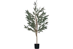 HOMCOM Planta Artificial Decorativa Grande 150 cm Laurel Artificial Planta con Maceta y Hojas para Interior Verde
