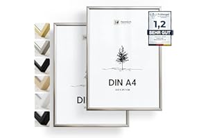 Heimlich® 2x Cadre Photo A4 Argenté | Cadre à Documents 21x29,7 cm | Verre Acrylique Incassable Excellente Qualité Durable | Accrochage Facile Pour Montage Décoration Murale A4