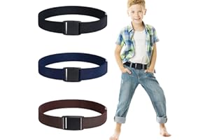 Carreneu 3 Stück Kindergürtel Jungen & Mädchen, Jeans, Schuluniformen, Freizeitkleidung - Schwarz, Kaffee, Marineblau - Einstellbare Größe, Hochwertige Materialien, Geeignet für mehrere Anlässe