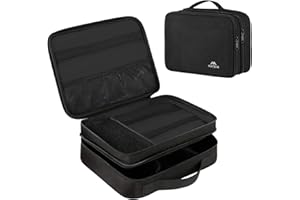 MATEIN Travel Cable Organiser Bag, Electronics Travel Organizer with Waterproof Shockproof Tech Pouch, Portable Double Layer Cable Storage Box for Chargers, Power Bank, Phone and More, Black