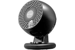 Iris Ohyama Woozoo, Ventilador de mesa silencioso, potente y portátil, 23m², Alcance 12m, Oscilación, inclinación vertical, Dormitorio - Woozoo PCF-M18 - Negro
