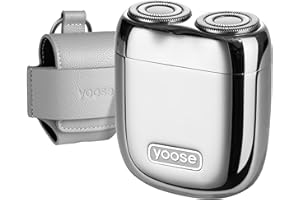 yoose MINI Rasierer Herren elektrisch, tragbar Elektrorasierer Herren aus Legierung, IPX7 wasserdicht elektrischer Rasierer Herren mit 7200rpm Motor, Typ-C-Kabel und magnetischer Doppelring-Scherkopf