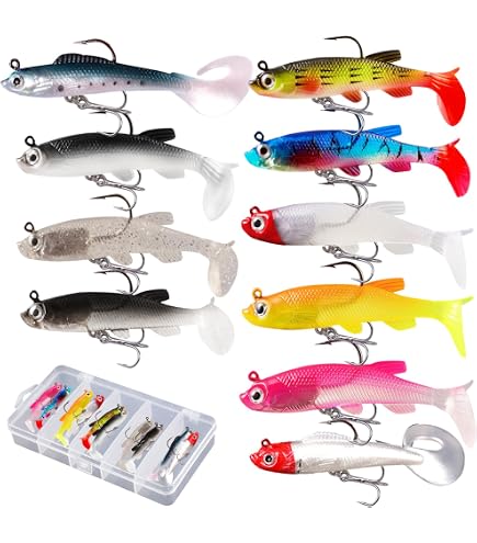 Teste Da Pesca Jig Con Esca Soft - Set Da 15 Ami Ponderati