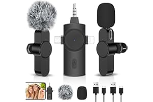 LIUWID Microfono Wireless per iPhone/iOS/Android/PC/Laptop, Plug & Play Professionale Microfono Bluetooth, Microfono Lavalier Wireless Riduzione del Rumore per Youtube, TikTok, Vlog intervista