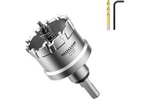 Mollom (45mm | 1-3/4") Sierra de Corona de T.C.T Carburo Broca con 2 Brocas,Punta de carburo de tungsteno para Metal Duro,Acero,Hierro,Cobre,Madear,Latón,Plástico