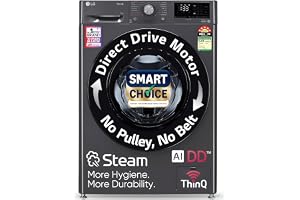 LG Smart Choice, 9 Kg, 5 Star, AI Direct Drive Technology, Steam, 6 Motion DD & Wi-Fi Fully-Automatic Front Load Washing Machine (FHP1209Z5M, Intelligent & Convenient Fabric Care, Middle Black)