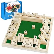 Shut The Box Dice Game,10 Numbers 4 Sided Flop Game Board Tabletop Pub Game Classics Table Game For 1 4 Players