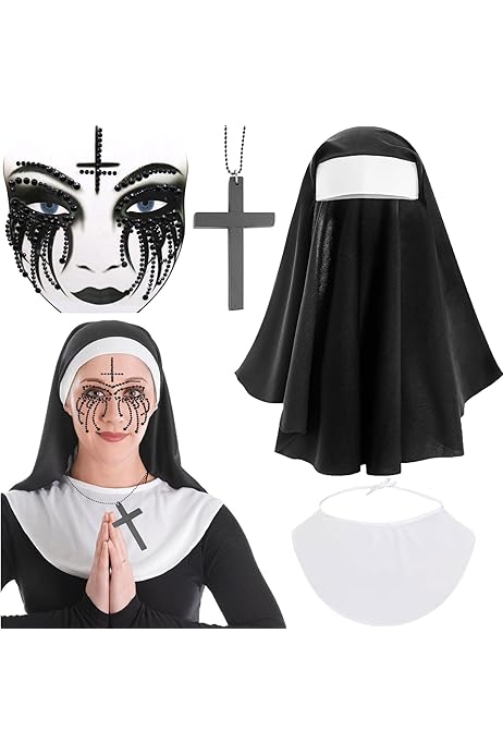 Robe De Nonne Sexy, Déguisement De Nonne Pour Femme, Déguisement D'Halloween Pour Femme, Robe D'Halloween En Velours, Voile Et Habit De Nonne, Déguisement Sexy D'Halloween, Tenue De Nonne - France
