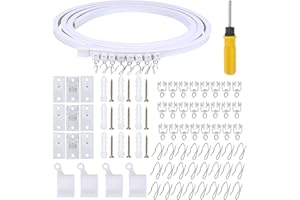 FOGAWA Binario per tenda da soffitto da 5 metri per finestre a bovindo binario per tende curvo Binario flessibile per tende da soffitto pieghevole per montaggio a soffitto con sistema di tende per