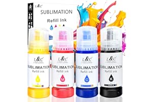 L&C Sublimationstinte für Epson Ecotank ET-2810 ET-1810 ET-2830 ET-2815 ET-4810 ET-2820 ET-2810 ET-2850 ET-2840 Sublimationsdrucker EcoTank Drucker Automatisch Ausfüllen