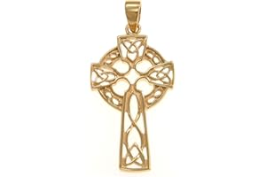 Alexander Castle Solid 9ct Gold Celtic Cross Necklace Pendant for Women - Cross Charm with Jewellery Gift Box - PENDANT ONLY - 30mm x 18mm