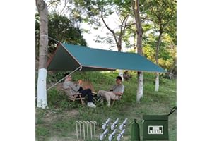 HIDEWALKER Camping Tarp Shelter 3x3m 3x4m 3x5m Lightweight Tent Tarpaulin Waterproof Tent Awning Canopy Basha Sunshade for Hiking Backpacking (Green, 3x4m)