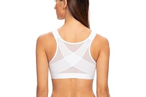 MELENECA Damski biustonosz bez fiszbin pooperacyjnych z podparciem pleców z przodu White 90C