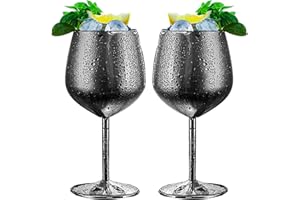 LELELINKY Lot de 2 Verres à Vin en Acier Inoxydable - 350 ml - Verres à Vin Rouge Incassables - Verres à Champagne et à Cocktail - Convient pour les Ftes et événements en Plein Air