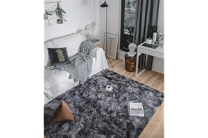 Tinyboy-hbq Area Rugs Living Room Rug Fluffy Bedroom Carpets Anti-Slip Shaggy Home Decor Rugs Soft Kids Room Floor Mats Large for Hallway Bedroom(Black gray, 80 * 200cm)…