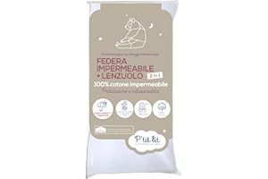 P'tit lit - Proteggi Materasso Bambino 2 in 1 | Federa + Cerata 70x140 cm | Impermeabile - 100% Cotone - Silenzioso e Soffice - Traspirante - Oeko Tex - Bianco