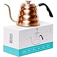Copper Kettle with Thermometer for Exact Temperature - Copper Coated Gooseneck Pour Over Kettle for Coffee and Tea (1.2 Liter | 40 fl oz) (Copper Coated Stainless Steel)