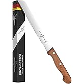 Schwertkrone Brotmesser mit Wellenschliff und Buchenholzgriff - Edelstahl 20cm Klinge, Solinger Qualität, Robust & Langlebig