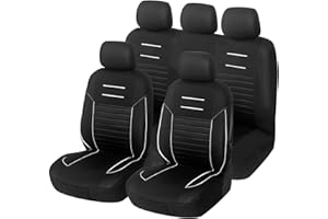 Upgrade4cars Copri-sedili Auto Universale Nero Bianco | Set Copri-sedile Universali per Anteriori e Posteriori | Accessori Auto Interno