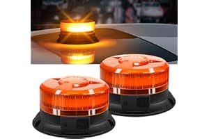 antom 2 pièces Gyrophare LED sans Fil Rechargeable 9V-80V Orange-Phare d’Avertissement Clignotant Magnétique avec 9 Modes de Flash pour Véhicules d'Urgence et Chantiers