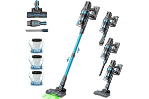 SUYISEM Trådlös dammsugare, vertikal, ultrakraftfull 70 minuter/45 KPA/550W, dammsugare med LED-display, grönt ljus, anti-trassel, smutsavkänning, för mattor, djurhår, hårda golv