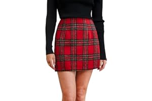CUPSHE Faldas cortas de tubo de cintura alta a cuadros para mujer