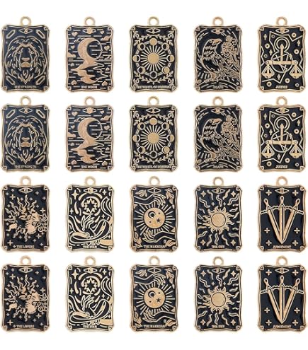 Ciondolo con carta dei tarocchi, ciondolo con collana in acciaio inossidabile con carta dei tarocchi, delicato ciondolo con carta dei tarocchi, 48x24x2 mm - Italia