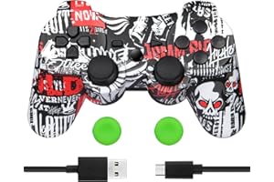 VIVIDEOX Manette P3 Manette sans Fil pour P3, Manette de Jeu 6 Axes à Double Vibration Compatible avec P3 avec câble de Charge, Noir