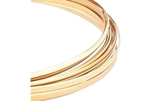 BENECREAT 6 Gauge 16 Piedi Mezzo Tondo Filo d'ottone 4mm di Larghezza Gioielli Perline Filo Piatto Oro Filo di Rame per Artigianato Che Fanno Forniture