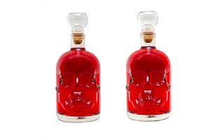 2 x 500 ml bottiglie di vetro vuote con chiusura Caraffa a Forma di Teschio di Cristallo Cranio Bottiglia - Trasparente - per Whiskey, Cognac, Liquori, Vodka, Grappa, Cocktail, ecc o bevande non alcoliche di slkfactory