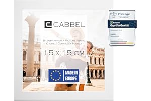 CABBEL Cornice 15x15 cm, bianca, robusta cornice in legno MDF, vetro Plexi infrangibile, da appendere e da